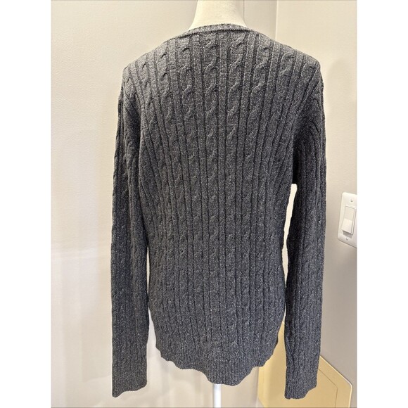 Charter Club Cable Knit Sweater Gray Sparkle Pullover V-Neck Long Sleeve Size Xl - Picture 4 of 6